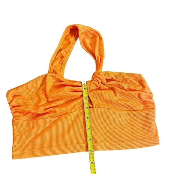 Cider Asymmetrical Halter Cutout Crop Top Women’s size Small (4) Neon Orange - Picture 10 of 12